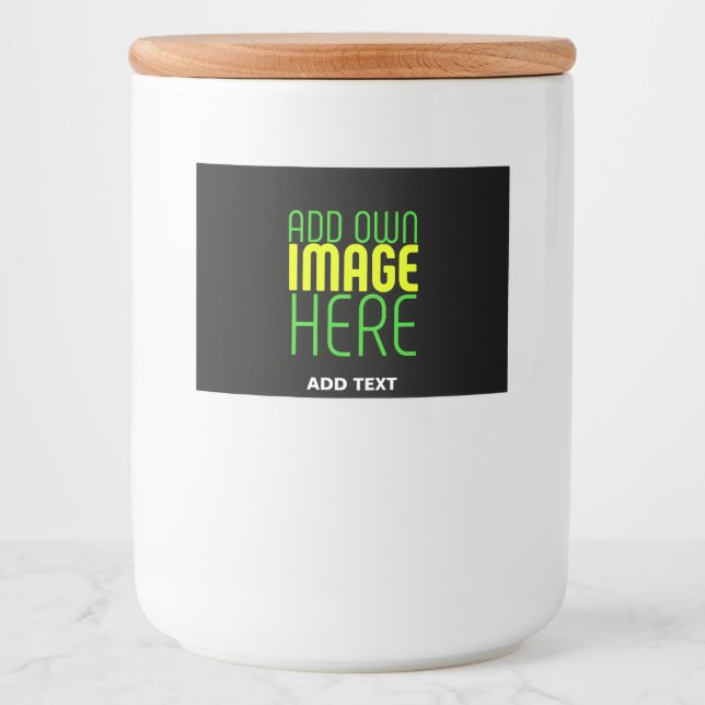 MODERN EDITABLE SIMPLE BLACK IMAGE TEXT TEMPLATE FOOD LABEL (Front)