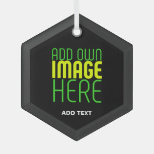 MODERN EDITABLE SIMPLE BLACK IMAGE TEXT TEMPLATE GLASS ORNAMENT