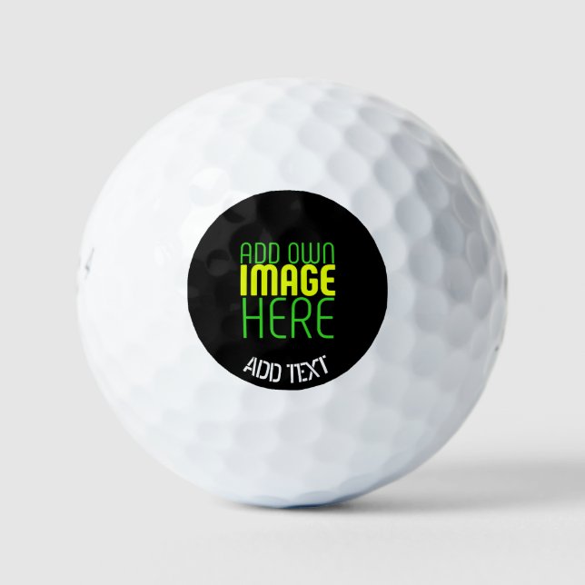 MODERN EDITABLE SIMPLE BLACK IMAGE TEXT TEMPLATE GOLF BALLS (Front)
