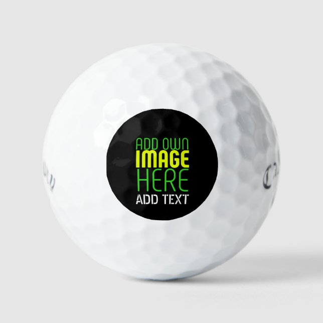 MODERN EDITABLE SIMPLE BLACK IMAGE TEXT TEMPLATE GOLF BALLS (Front)
