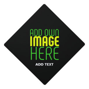 MODERN EDITABLE SIMPLE BLACK IMAGE TEXT TEMPLATE GRADUATION CAP TOPPER