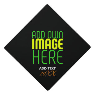 MODERN EDITABLE SIMPLE BLACK IMAGE TEXT TEMPLATE GRADUATION CAP TOPPER