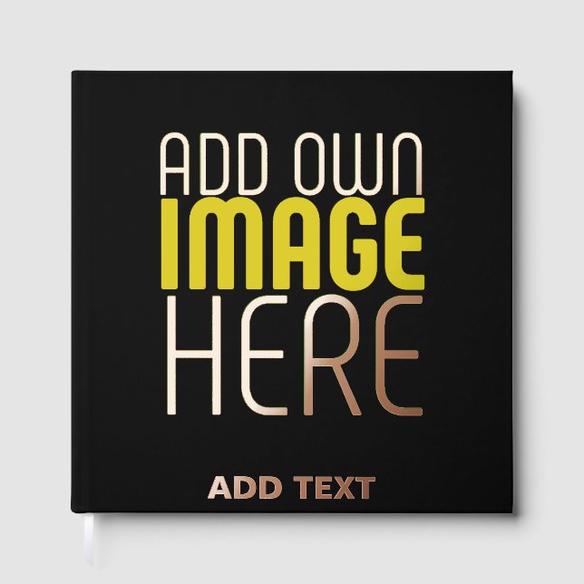 MODERN EDITABLE SIMPLE BLACK IMAGE TEXT TEMPLATE GUEST BOOK (Front)