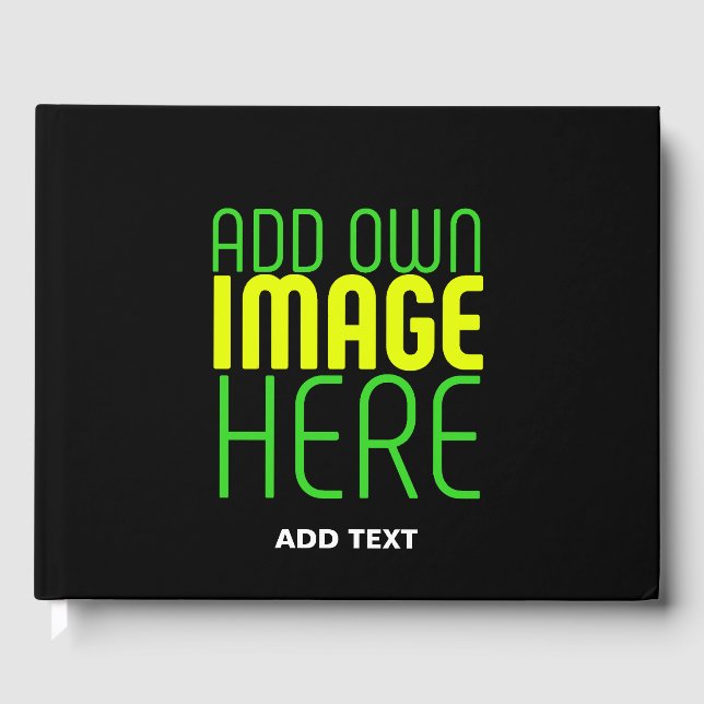 MODERN EDITABLE SIMPLE BLACK IMAGE TEXT TEMPLATE GUEST BOOK (Front)