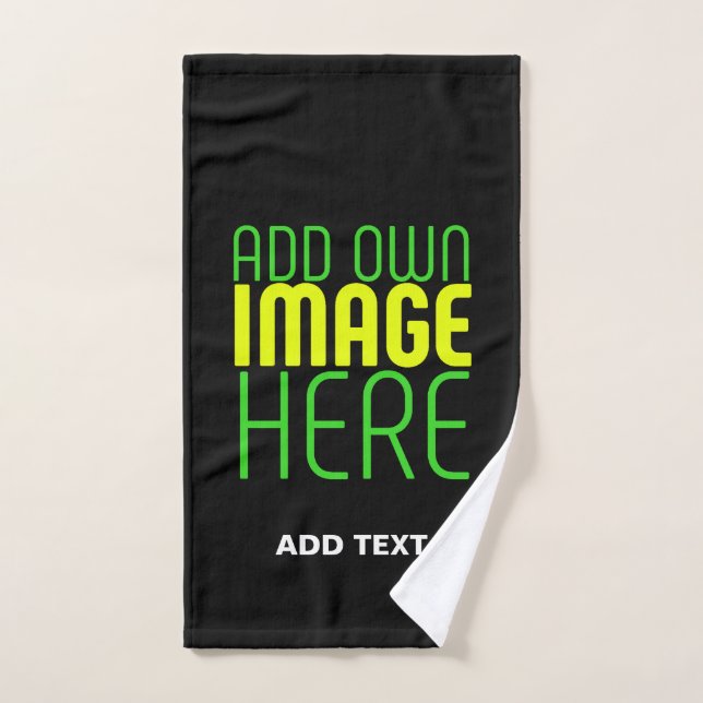 MODERN EDITABLE SIMPLE BLACK IMAGE TEXT TEMPLATE HAND TOWEL (Hand Towel)
