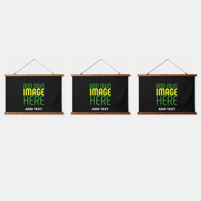 MODERN EDITABLE SIMPLE BLACK IMAGE TEXT TEMPLATE HANGING TAPESTRY (Triple)