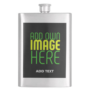 MODERN EDITABLE SIMPLE BLACK IMAGE TEXT TEMPLATE HIP FLASK