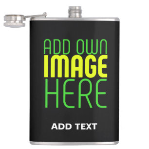 MODERN EDITABLE SIMPLE BLACK IMAGE TEXT TEMPLATE HIP FLASK