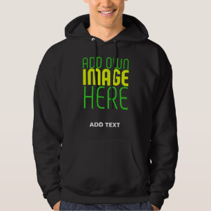 MODERN EDITABLE SIMPLE BLACK IMAGE TEXT TEMPLATE HOODIE
