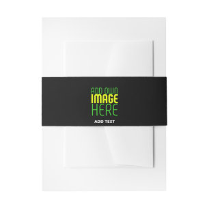 MODERN EDITABLE SIMPLE BLACK IMAGE TEXT TEMPLATE INVITATION BELLY BAND