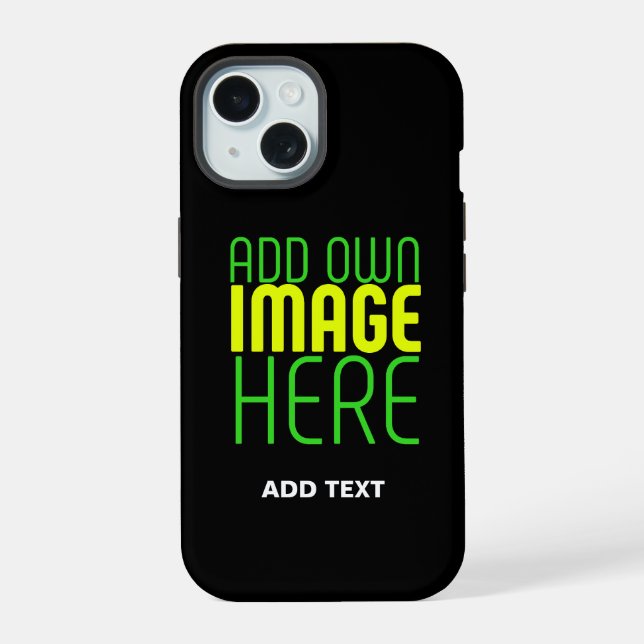 MODERN EDITABLE SIMPLE BLACK IMAGE TEXT TEMPLATE iPhone 15 CASE (Back)