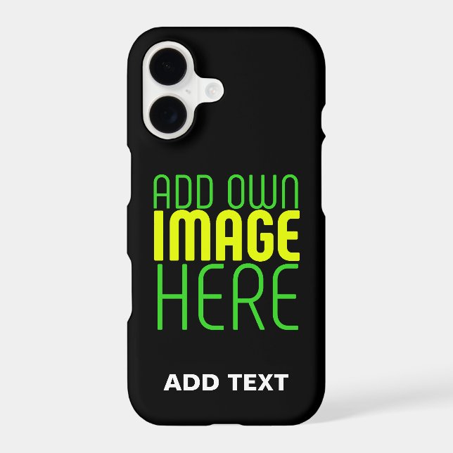 MODERN EDITABLE SIMPLE BLACK IMAGE TEXT TEMPLATE iPhone CASE (Back)