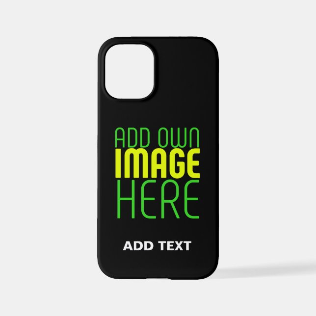 MODERN EDITABLE SIMPLE BLACK IMAGE TEXT TEMPLATE iPhone CASE (Back)