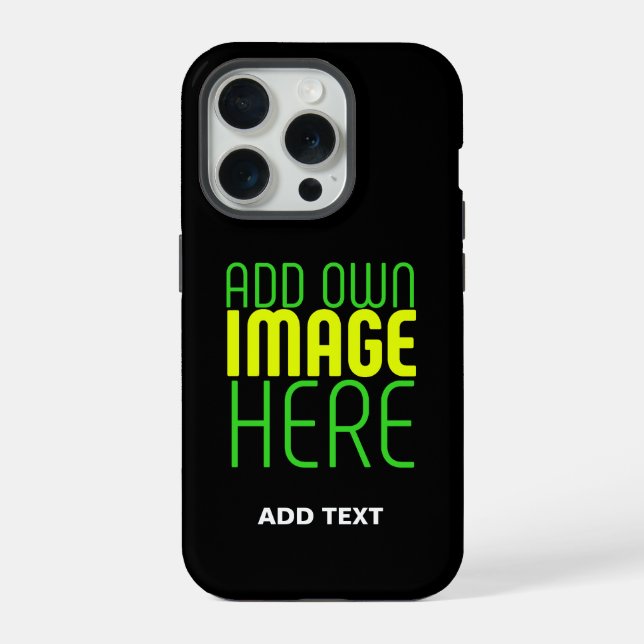 MODERN EDITABLE SIMPLE BLACK IMAGE TEXT TEMPLATE iPhone CASE (Back)