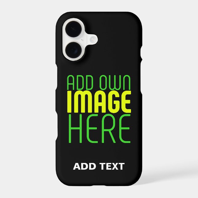 MODERN EDITABLE SIMPLE BLACK IMAGE TEXT TEMPLATE iPhone CASE (Back)