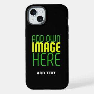 MODERN EDITABLE SIMPLE BLACK IMAGE TEXT TEMPLATE iPhone 15 PLUS CASE