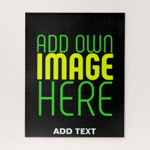 MODERN EDITABLE SIMPLE BLACK IMAGE TEXT TEMPLATE JIGSAW PUZZLE