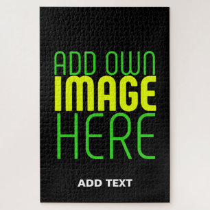 MODERN EDITABLE SIMPLE BLACK IMAGE TEXT TEMPLATE JIGSAW PUZZLE