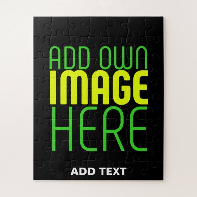 MODERN EDITABLE SIMPLE BLACK IMAGE TEXT TEMPLATE JIGSAW PUZZLE (Vertical)