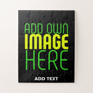 MODERN EDITABLE SIMPLE BLACK IMAGE TEXT TEMPLATE JIGSAW PUZZLE