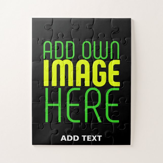 MODERN EDITABLE SIMPLE BLACK IMAGE TEXT TEMPLATE JIGSAW PUZZLE (Vertical)