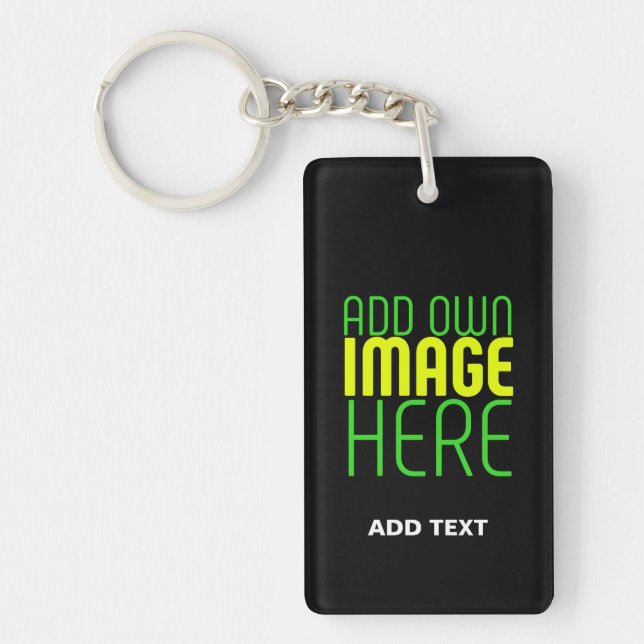 MODERN EDITABLE SIMPLE BLACK IMAGE TEXT TEMPLATE KEYCHAIN (Front)