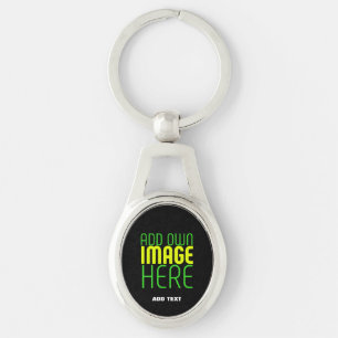 MODERN EDITABLE SIMPLE BLACK IMAGE TEXT TEMPLATE KEYCHAIN
