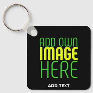 MODERN EDITABLE SIMPLE BLACK IMAGE TEXT TEMPLATE KEYCHAIN