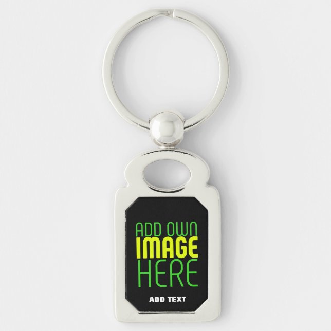 MODERN EDITABLE SIMPLE BLACK IMAGE TEXT TEMPLATE KEYCHAIN (Front)