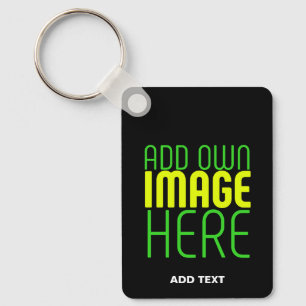 MODERN EDITABLE SIMPLE BLACK IMAGE TEXT TEMPLATE KEYCHAIN