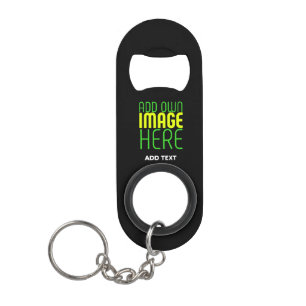 MODERN EDITABLE SIMPLE BLACK IMAGE TEXT TEMPLATE KEYCHAIN BOTTLE OPENER