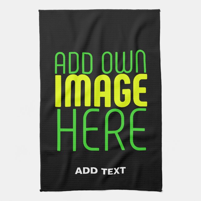 MODERN EDITABLE SIMPLE BLACK IMAGE TEXT TEMPLATE KITCHEN TOWEL (Vertical)
