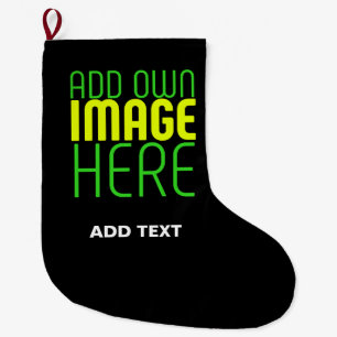 MODERN EDITABLE SIMPLE BLACK IMAGE TEXT TEMPLATE LARGE CHRISTMAS STOCKING