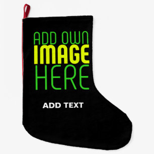 MODERN EDITABLE SIMPLE BLACK IMAGE TEXT TEMPLATE LARGE CHRISTMAS STOCKING