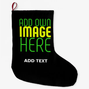 MODERN EDITABLE SIMPLE BLACK IMAGE TEXT TEMPLATE LARGE CHRISTMAS STOCKING