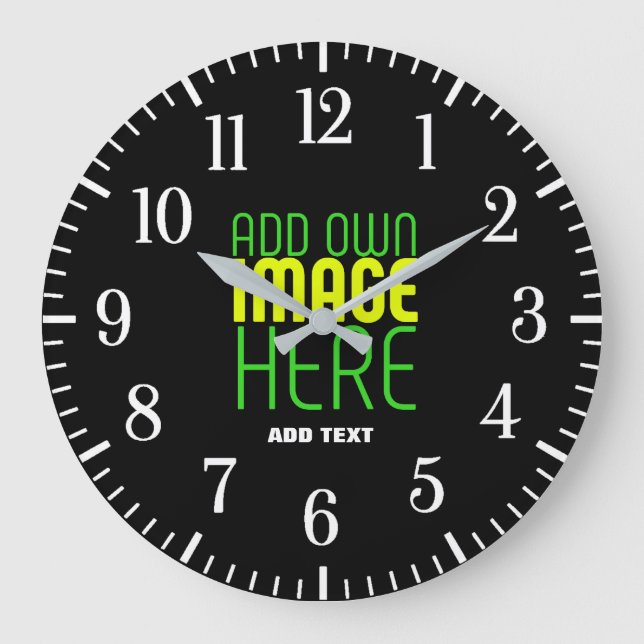 MODERN EDITABLE SIMPLE BLACK IMAGE TEXT TEMPLATE LARGE CLOCK (Front)