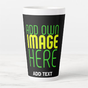 MODERN EDITABLE SIMPLE BLACK IMAGE TEXT TEMPLATE LATTE MUG