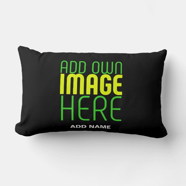 MODERN EDITABLE SIMPLE BLACK IMAGE TEXT TEMPLATE LUMBAR PILLOW (Front)