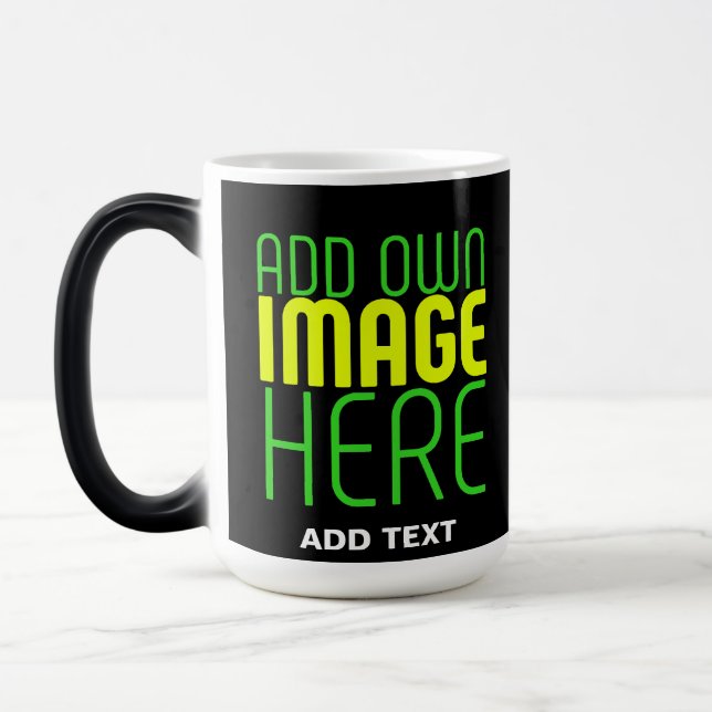 MODERN EDITABLE SIMPLE BLACK IMAGE TEXT TEMPLATE MAGIC MUG (Left)