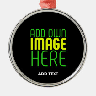 MODERN EDITABLE SIMPLE BLACK IMAGE TEXT TEMPLATE METAL ORNAMENT