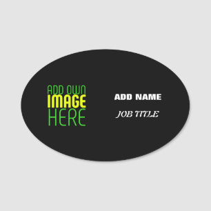 MODERN EDITABLE SIMPLE BLACK IMAGE TEXT TEMPLATE NAME TAG