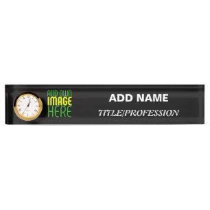 MODERN EDITABLE SIMPLE BLACK IMAGE TEXT TEMPLATE NAMEPLATE