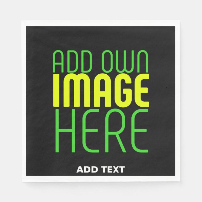 MODERN EDITABLE SIMPLE BLACK IMAGE TEXT TEMPLATE NAPKIN (Front)