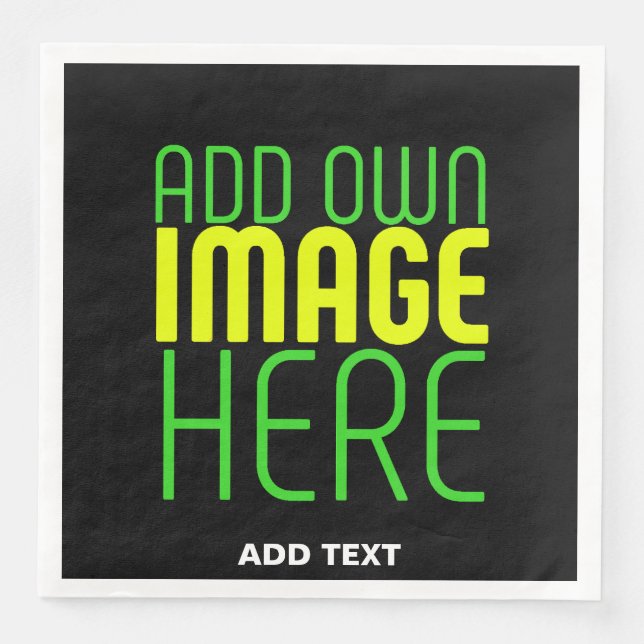 MODERN EDITABLE SIMPLE BLACK IMAGE TEXT TEMPLATE NAPKIN (Front)