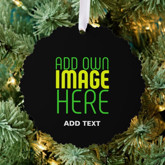 MODERN EDITABLE SIMPLE BLACK IMAGE TEXT TEMPLATE ORNAMENT CARD (Insitu (Tree))
