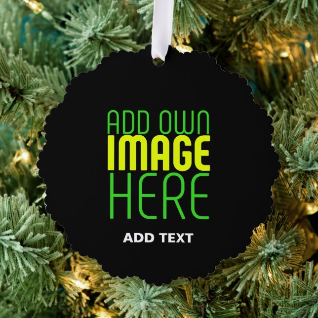 MODERN EDITABLE SIMPLE BLACK IMAGE TEXT TEMPLATE ORNAMENT CARD (Insitu (Tree))
