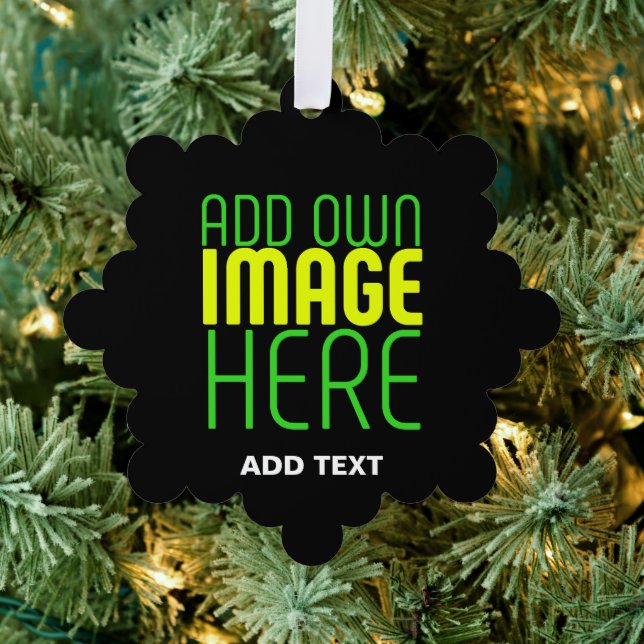 MODERN EDITABLE SIMPLE BLACK IMAGE TEXT TEMPLATE ORNAMENT CARD (Insitu (Tree))