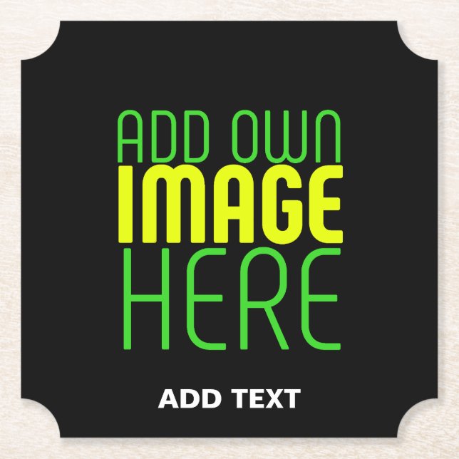 MODERN EDITABLE SIMPLE BLACK IMAGE TEXT TEMPLATE PAPER COASTER (Front)