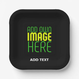 MODERN EDITABLE SIMPLE BLACK IMAGE TEXT TEMPLATE PAPER PLATE