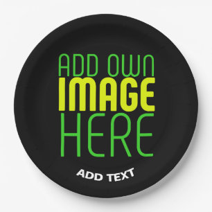 MODERN EDITABLE SIMPLE BLACK IMAGE TEXT TEMPLATE PAPER PLATE